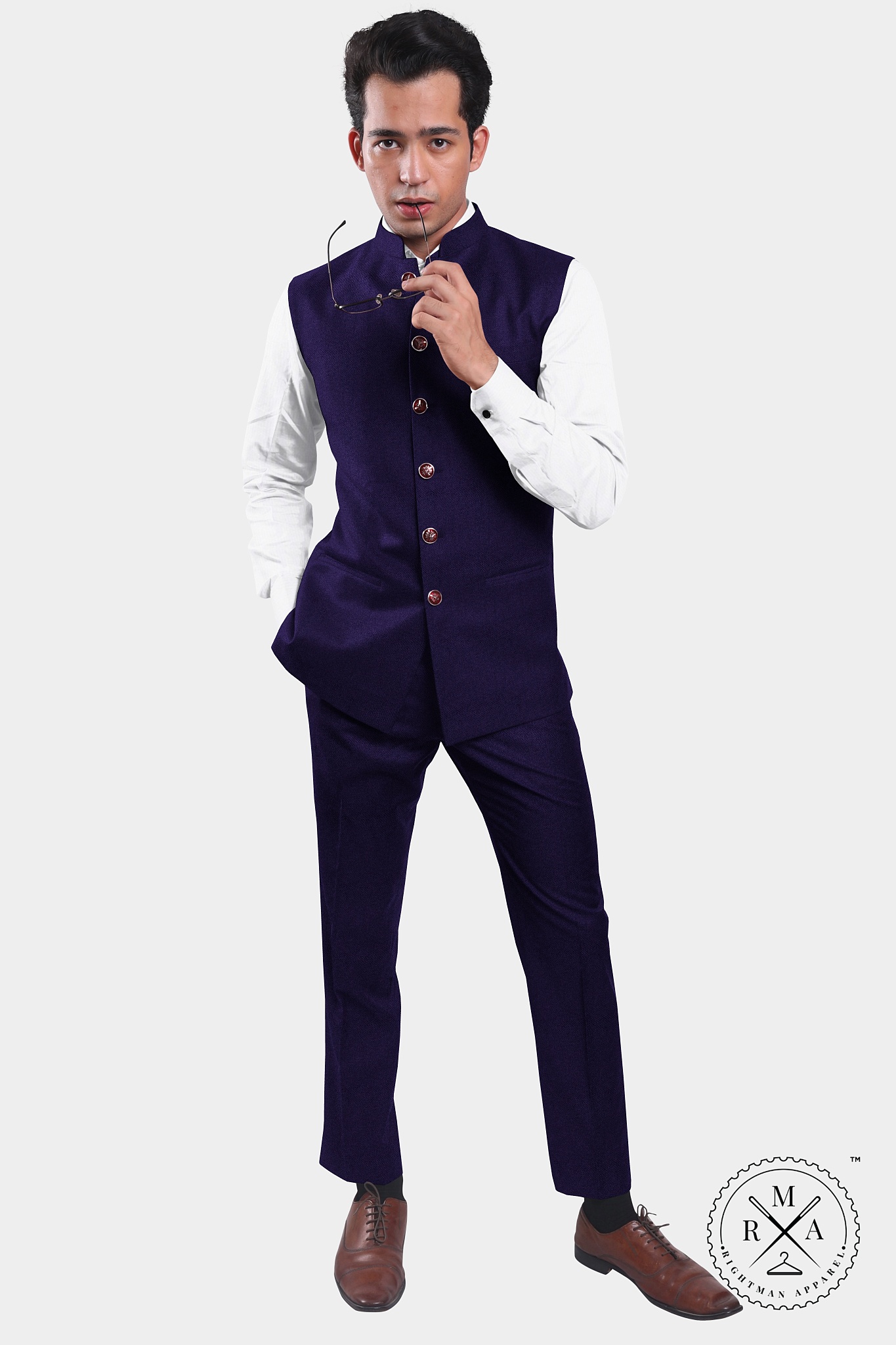 Royal Elegant Violet Velvet Half Jacket SU298